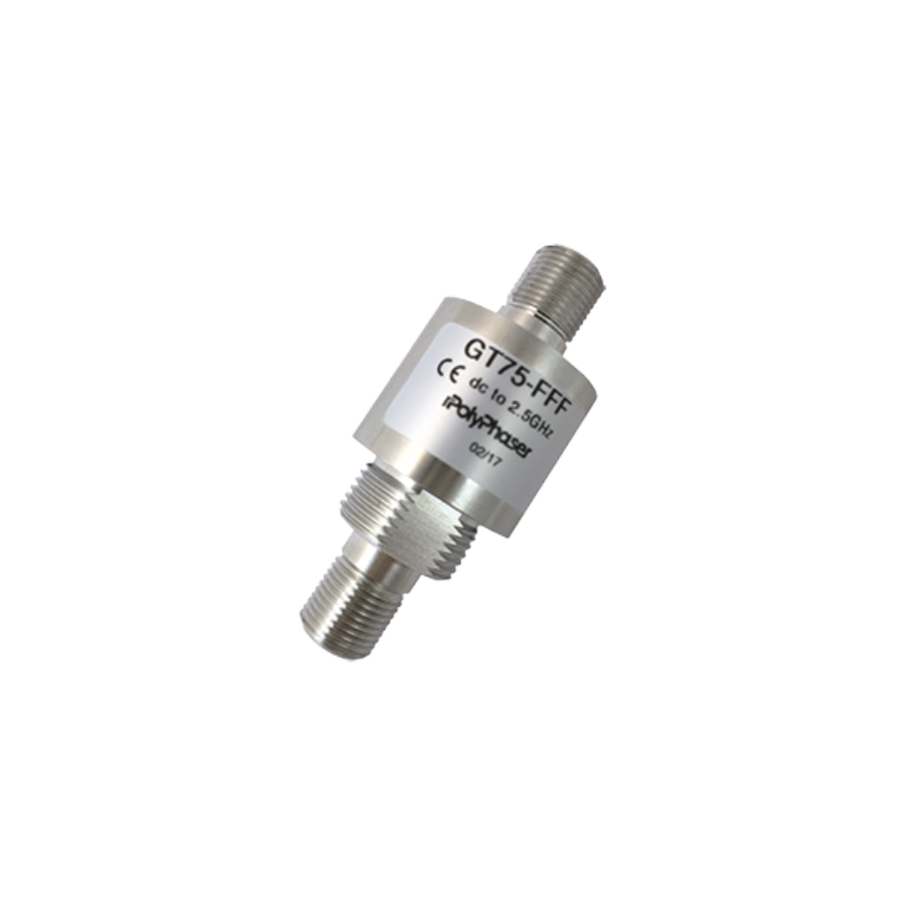 [GT75-FFF] Protector Coaxial de DC a 2.5 GHz a 75 Ohms con Conectores F Hembra en Ambos Lados