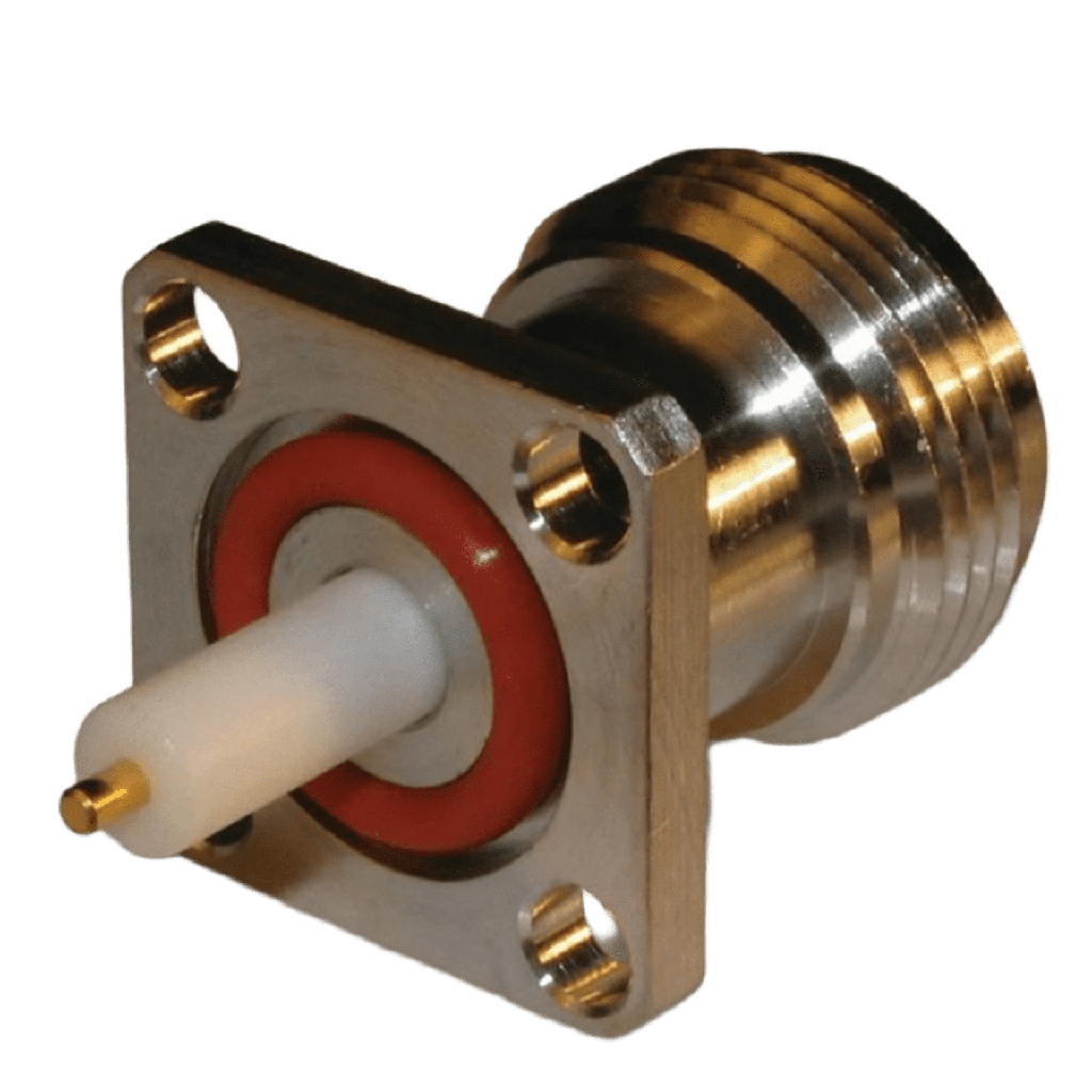[82-6095-RFX] Conector N Hembra, montaje con 4 perforaciones a 18 mm