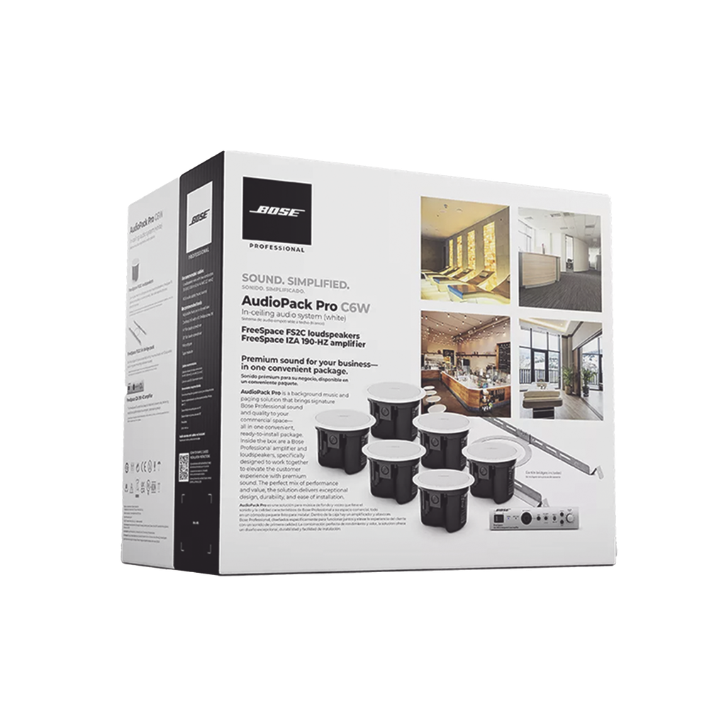 [AUDIOPACKPROC6W] Kit de Audio Freespace | 6 Altavoces de Plafón + Amplificador | Color Blanco | Ideal para Audio Ambiental