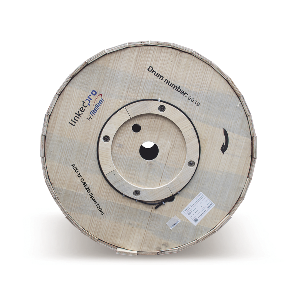 [MINI-ADSS-12C-S120/4KM] Carrete de 4 km de Fibra Óptica Aérea Mini ADSS (ASU) G.652D, Monomodo de 12 Hilos, Exterior, Span 120, Loose Tube