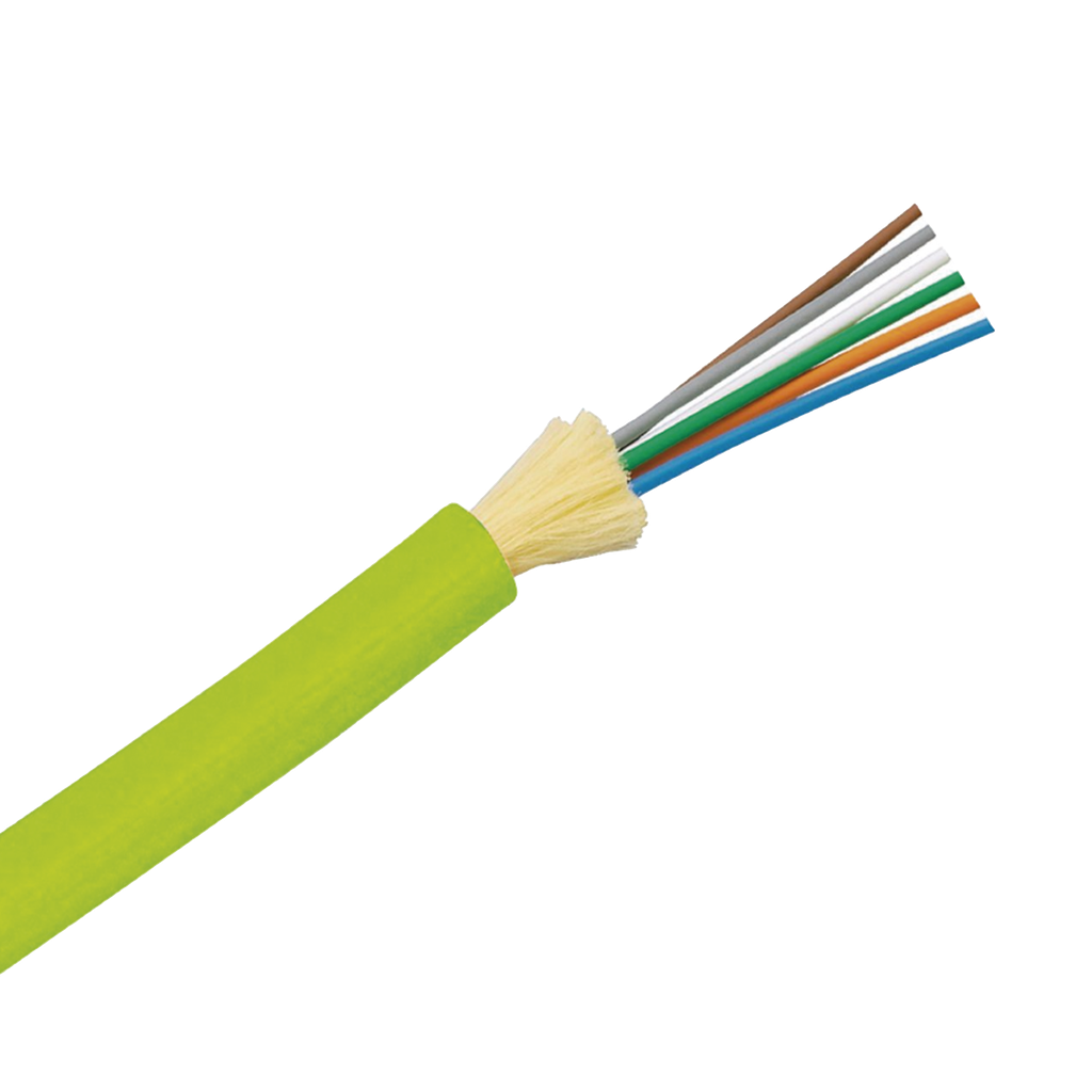 [FODPW06Y] Cable de Fibra Óptica de 6 hilos, Multimodo OM5 50/125 Optimizada, Interior, Tight Buffer 900um, No Conductiva (Dieléctrica), OFNP (Plenum), Precio Por Metro