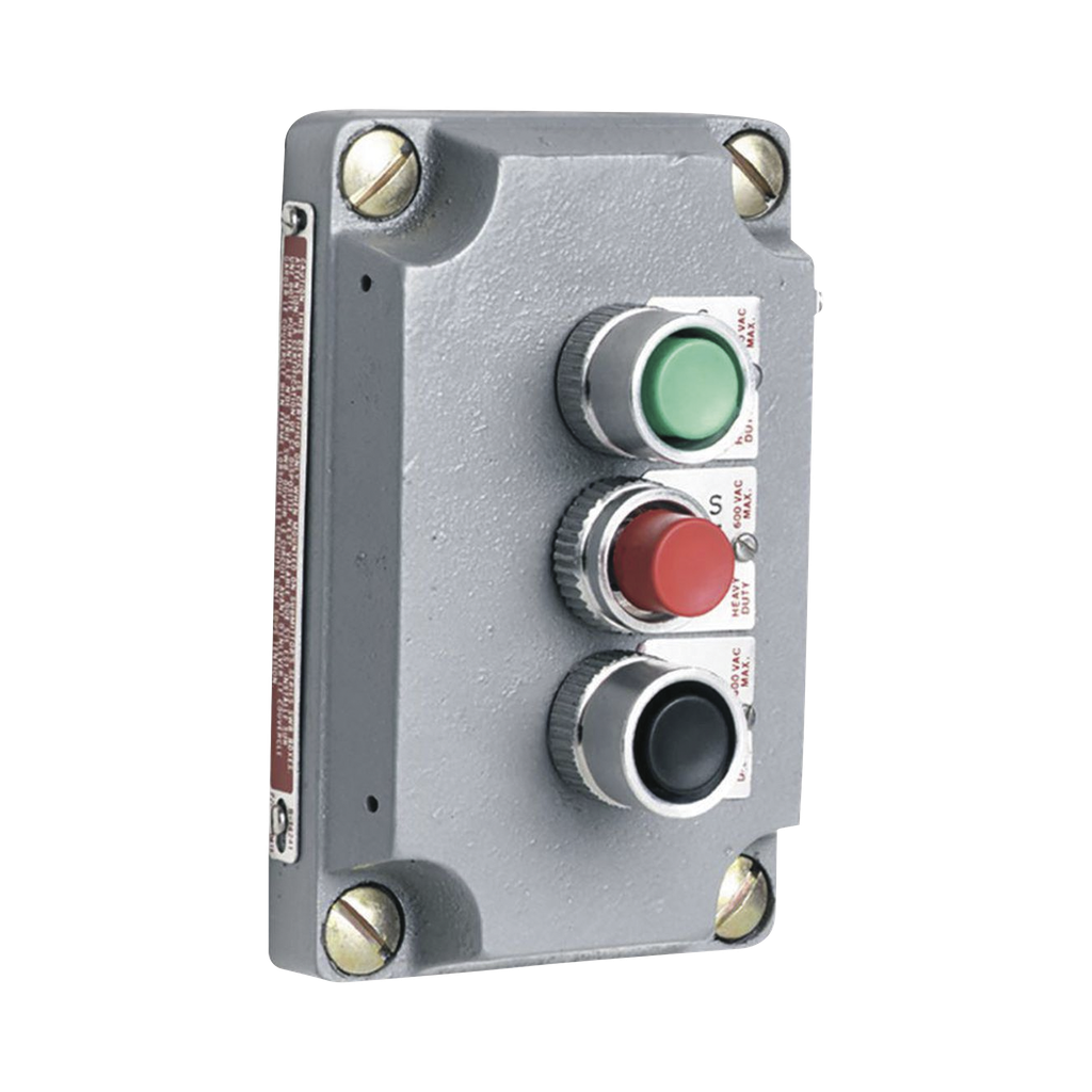 [HUB-XCS-2A8] Cubierta para Estación de Control con Tres Botones Pulsadores Rojo-Verde-Negro. / Uso en Áreas Clasificadas.