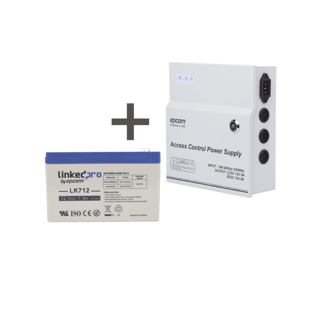 [ACPST1205/K] Kit / Fuente  regulada de 11 - 15 V @ 5A / Capacidad de respaldo / Modelo  ACPST1205 + Batería incluida LK712